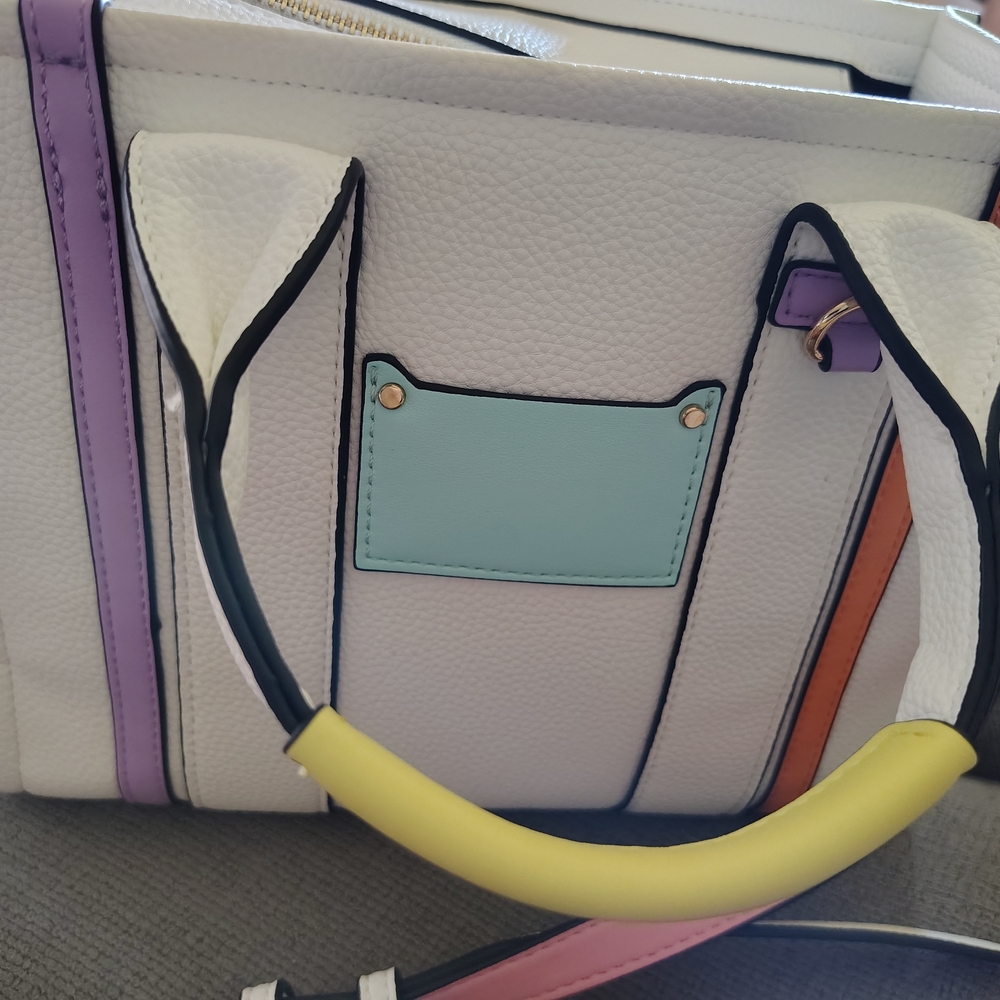 Aldo White Satchel with Pastel Accents